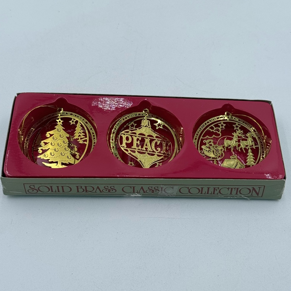 3 Piece Set of Vintage Solid Brass Classic Collection Dimensional Ornaments